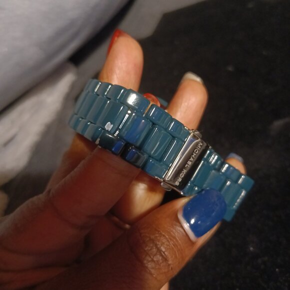 Michael Kors Blue/Green Watch w/Rhinestones - Picture 10 of 10